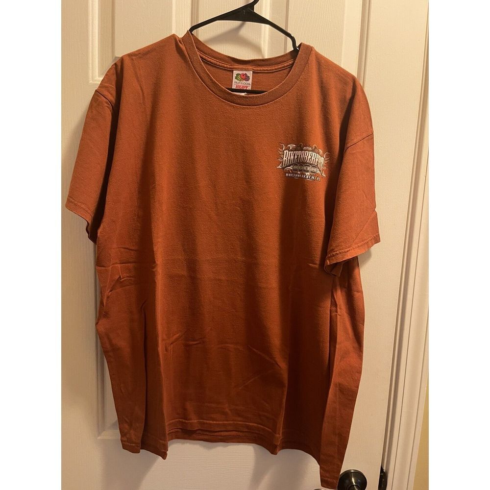 2008 Biketober Fest Shirt Adult XL Orange‎ Biker Motorcycle Rally  Tee Mens